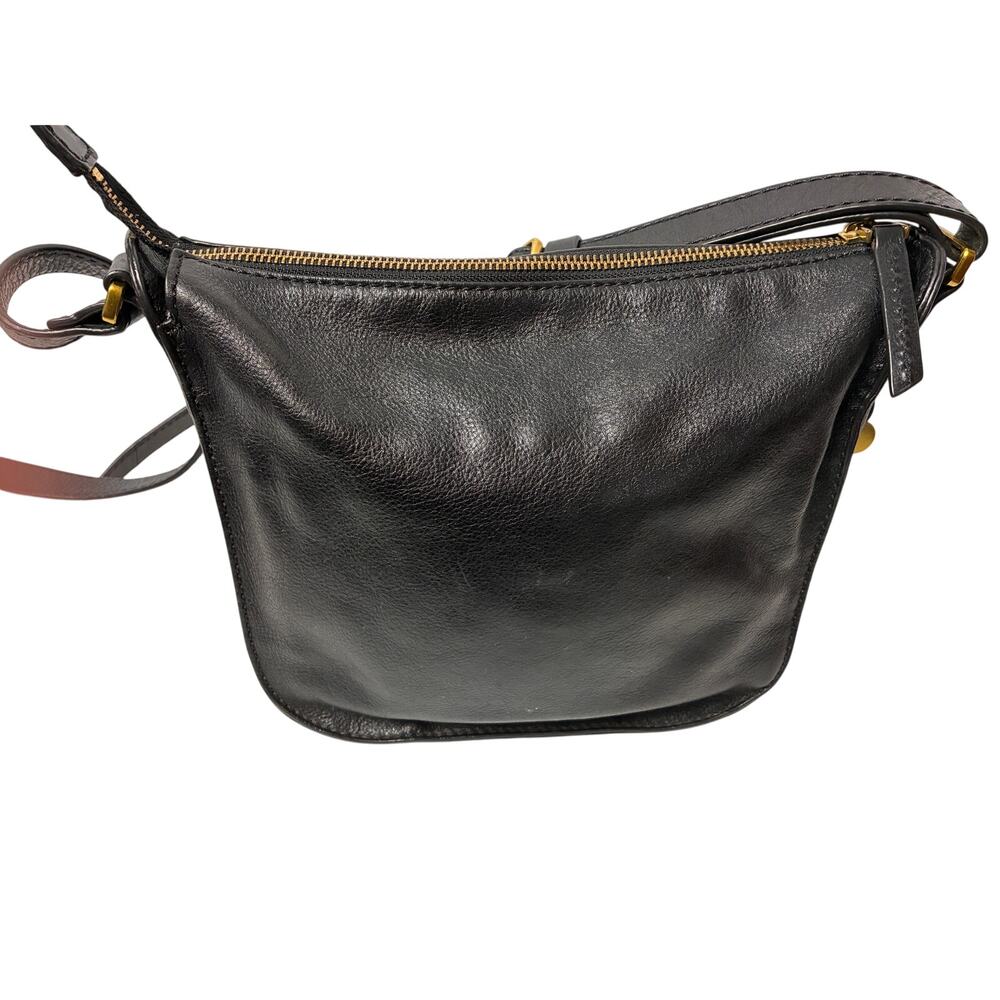 Fossil Ryder Crossbody Bag Black Purse Pebbled Leather Key Charm - Picture 3 of 14